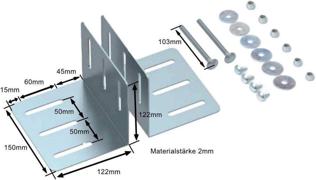 DAKEN Blackit L - 750 x 300 x 355 mm, Deichselbox mit 2 Schlösser, Werkzeugkasten für Anhänger Stauk