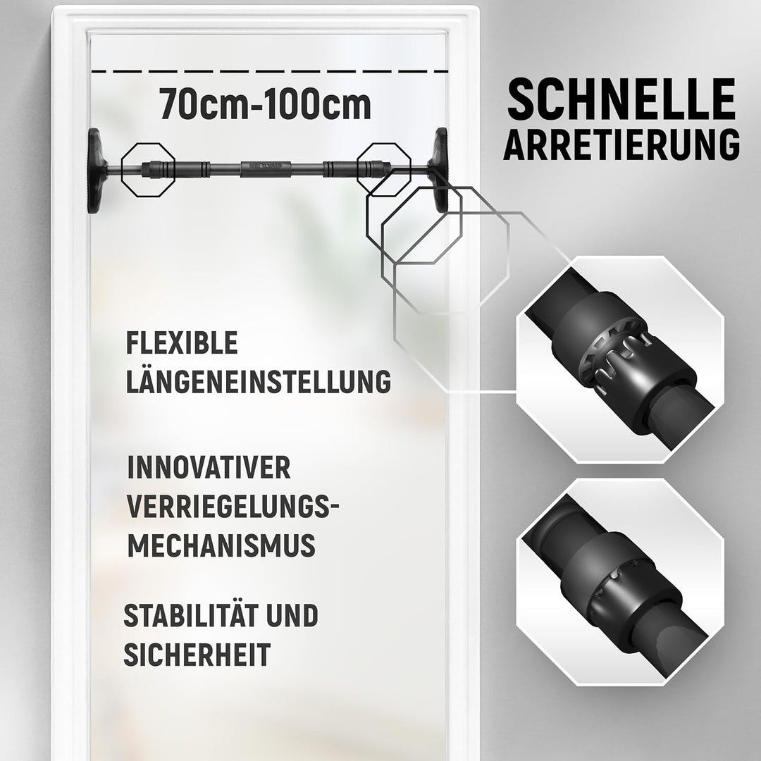 NEOLYMP Türreck Klimmzugstange ohne Schrauben mit Pull Up Bar E-Book - Verstellbare Klimmzugstange v