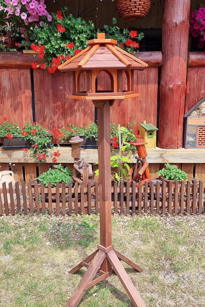 Vogelhaus mit Stander aus Holz, wetterfest, vogelfutterhaus, Futterhaus, Futterstation für Wildvögel