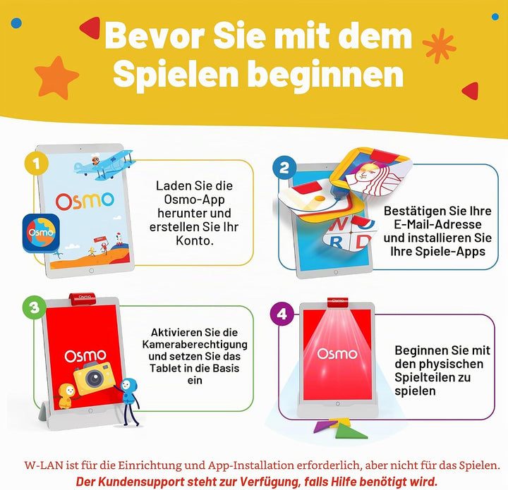 Osmo Genius Starter-Set für iPad + Familienspiel Night7 Lernspiele für Rechtschreibung, Mathematik u