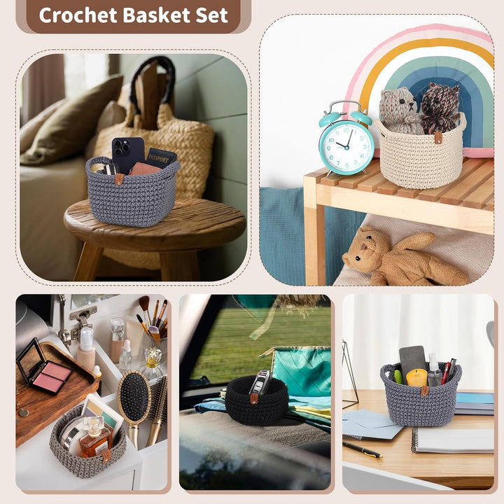 Aeelike 2Pcs Rund Häkelkorb Häkelset für Anfänger, Starter Häkelset mit Häkelnadeln 4,5mm 4,0mm, 4 H