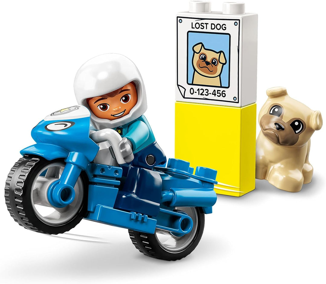 LEGO 10967 DUPLO Polizeimotorrad, Polizei-Spielzeug für Kleinkinder ab 2 Jahre, ideales Motorikspiel