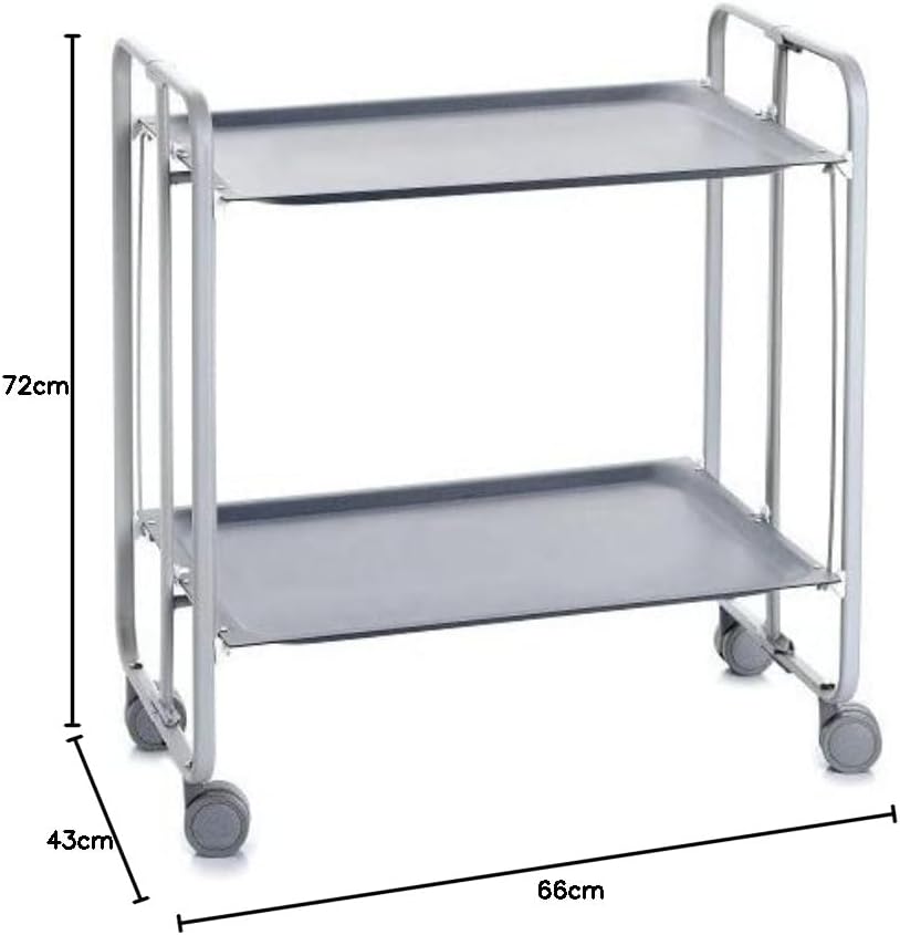 DON HIERRO - Servierwagen, klappbar, 2 Böden, grauem Rahmen. Bauhaus-Grau, Grau
