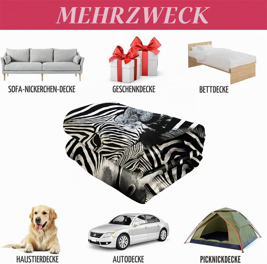 YISUMEI Decke 150x200 cm Kuscheldecken Sanft Flanell Weich Fleecedecke Bettüberwurf Zebra 150 x 200