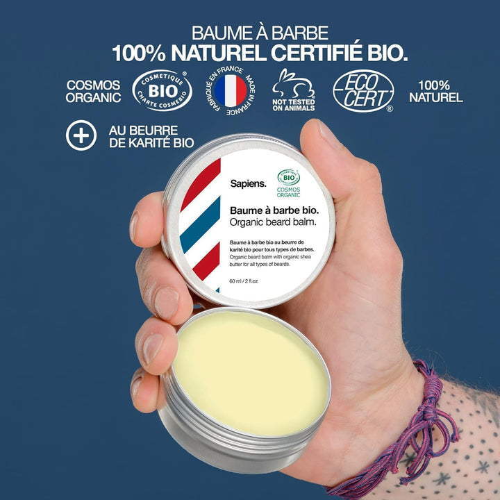 Sapiens Barbershop Bart Balsam Männer BIO - Natürliches & Bio Bartwachs mit Sheabutter und Rizinusöl