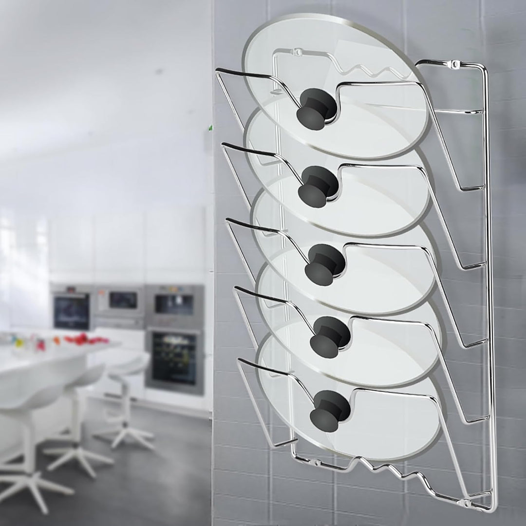 Wakects Pfannendeckelhalter,Vertikaler topfdeckelhalter wand, praktisches K¨¹chenzubeh?r f¨¹r 5 Deck