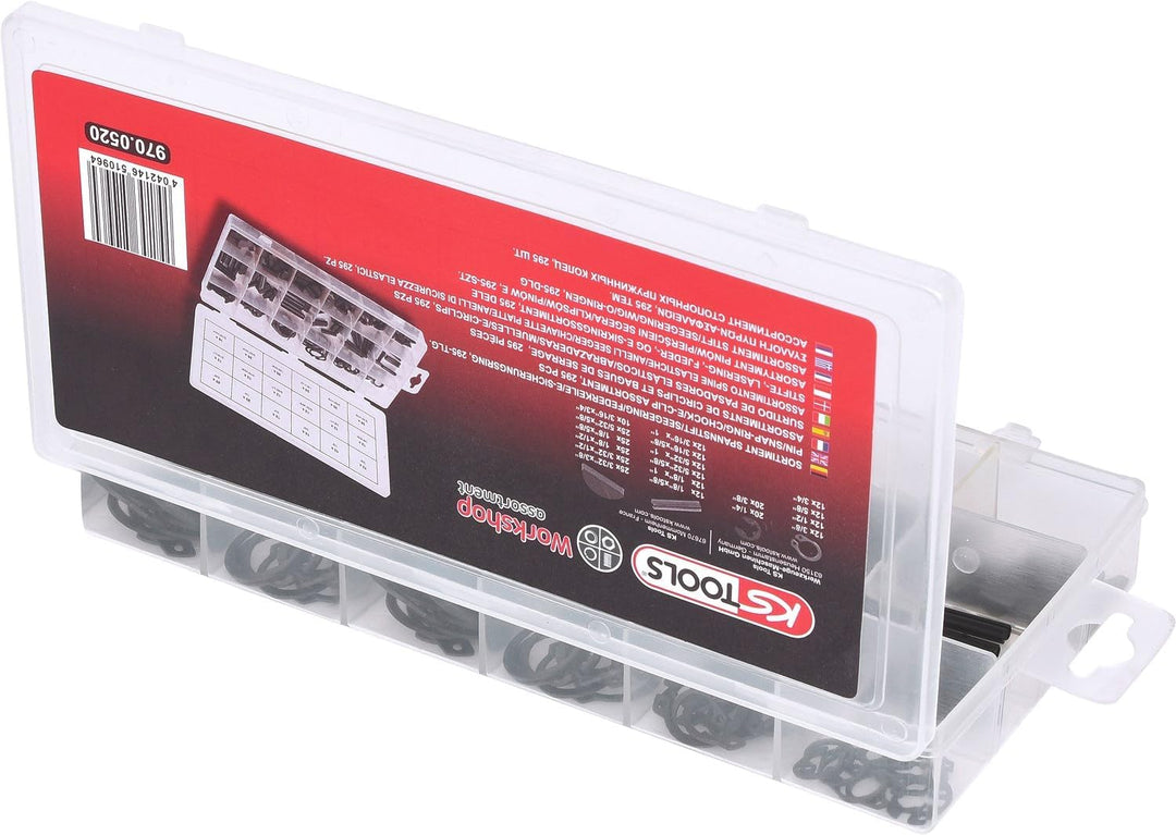 KS Tools 970.0520 Sortiment Spannstift/Seegering/Federkeile/E-Sicherungsring, 295-tlg.