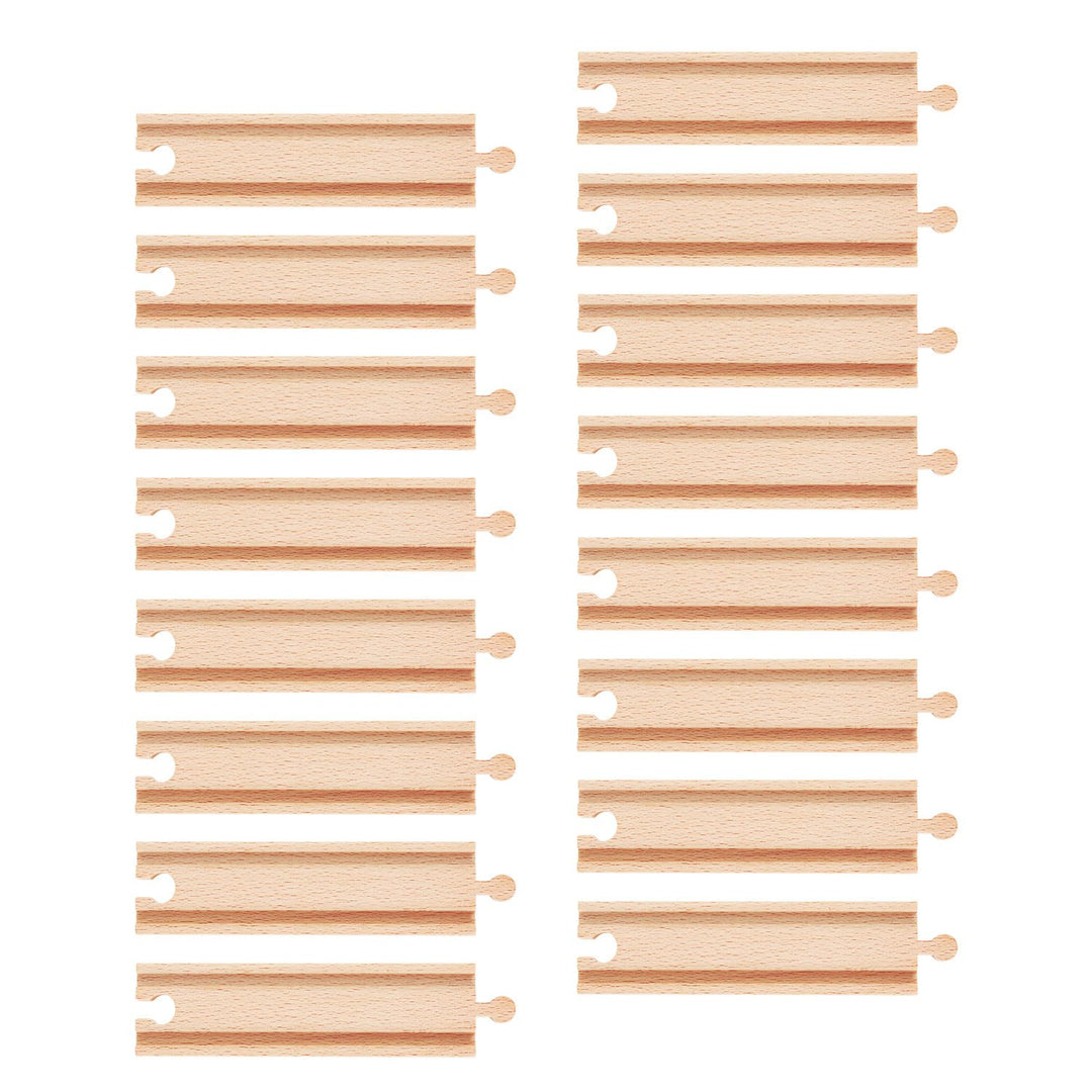 16 Stück Holzeisenbahnschienen, 16,4cm Gleisverbinder Holz Gleisverbinder Holzeisenbahn Gerade Kompa