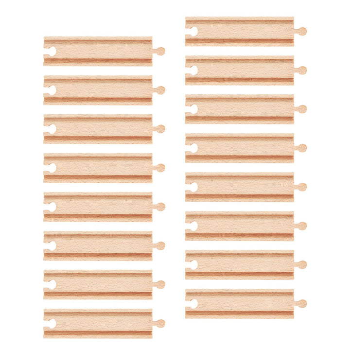 16 Stück Holzeisenbahnschienen, 16,4cm Gleisverbinder Holz Gleisverbinder Holzeisenbahn Gerade Kompa