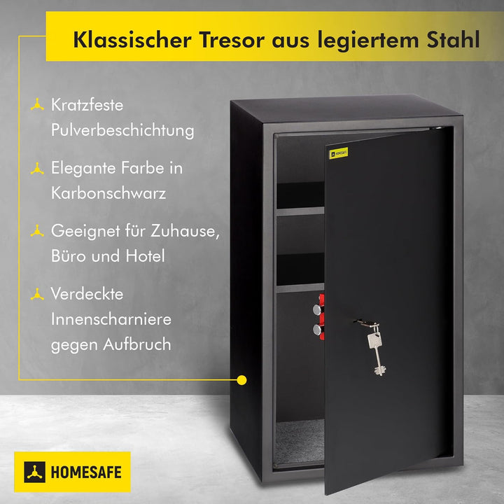 Homesafe HV70K Tresor Möbeltresor Safe mit Schlüssel-Schloss, Geldschrank Wandsafe Boden-Wandtresor,