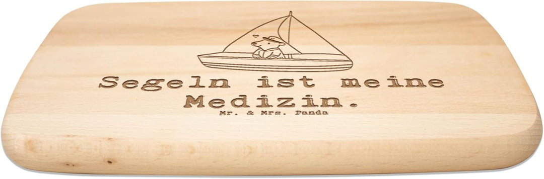 Mr. & Mrs. Panda Frühstücksbrett Bär Segeln - Geschenk, Frühstücksbrettchen, Sport, jausenbrett, Seg