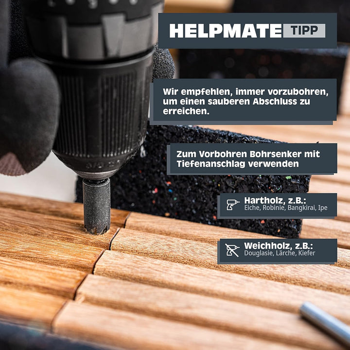HELPMATE – Terrassenschrauben 5x50 Edelstahl A2 Rostfrei – 200 Stück Dielenschrauben + 1 T25 Bit – T