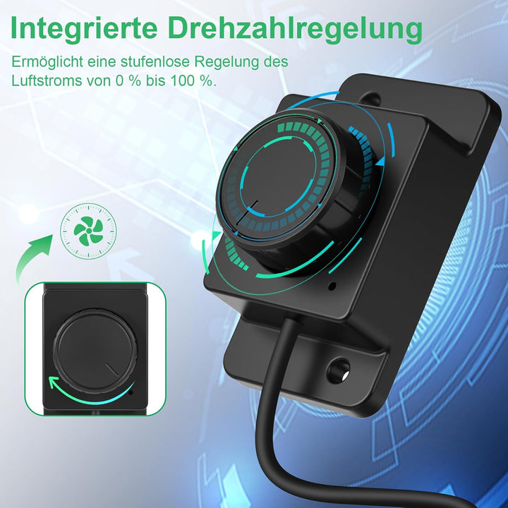 Rohrventilator 100mm Regelbar 360m³/h Rauchabzug Inline Abluftventilator mit EC Motor Rohrlüfter 100