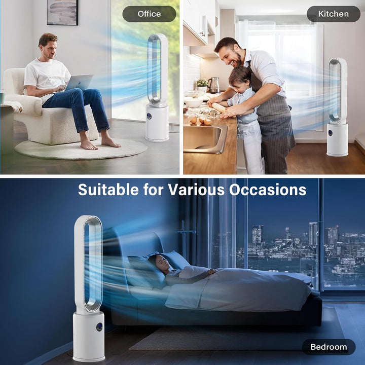 YAZEKY Turmventilator Sehr Leise Rotorloser Ventilator - 3 Geschwindigkeiten 97cm 60° Oszillierender