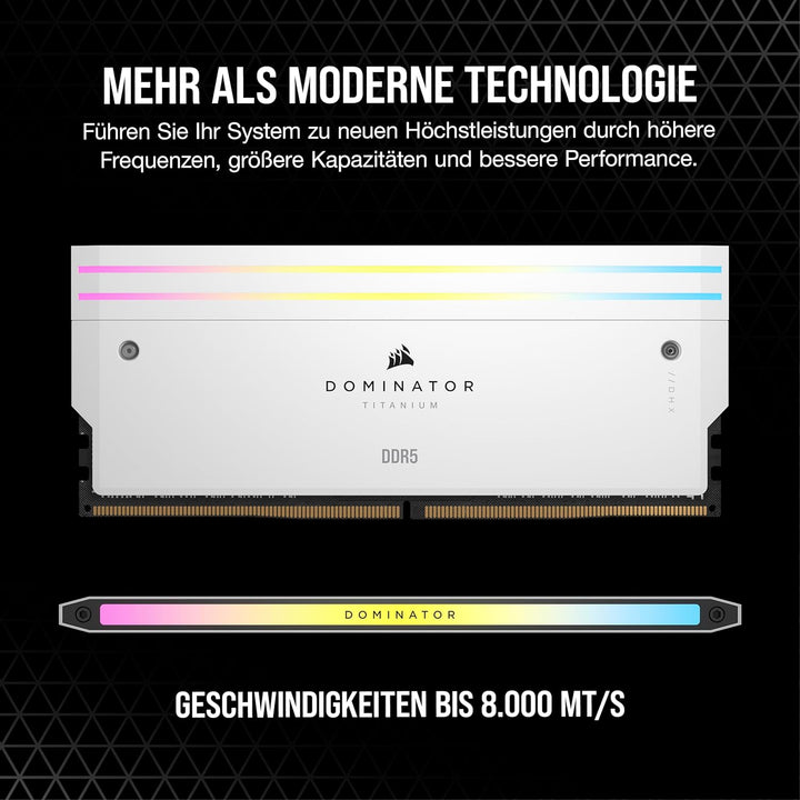 CORSAIR Dominator Titanium RGB DDR5 RAM 32GB (2x16GB) DDR5 6400MHz CL32 Intel XMP iCUE-Kompatibler C