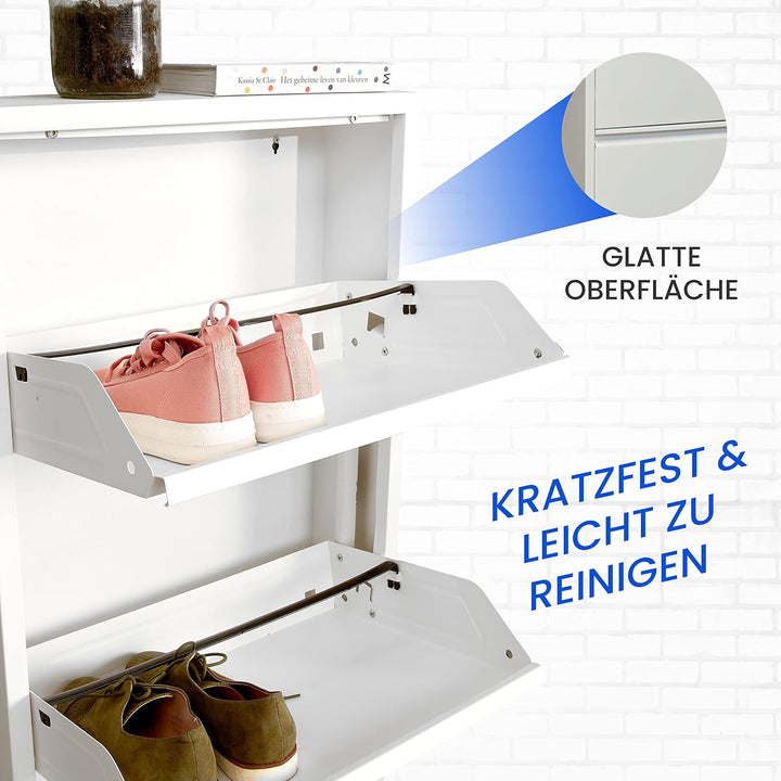 Schuhregal Schmal Metall Schuhschrank Hoch Schuhkipper mit Magnetische Abdeckung Metall Montiert Sch