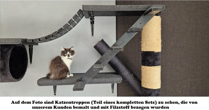 Katzenstufen Katzenleiter Katzentreppe Wandmontage Kletterwand 5 Stufen 1m (Katzenstufen), Katzenstu