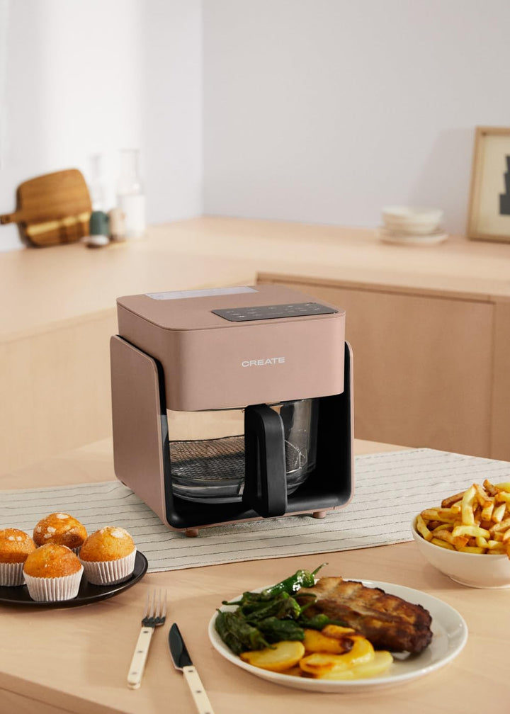 CREATE/AIR FRYER MIST/Ölfreie Heissluftfritteuse 4.2 L mit Wasserdampfgarer Mokka/Fassungsvermögen 5