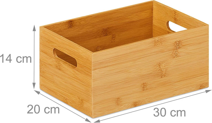 Relaxdays Aufbewahrungskiste Bambus, stabil, offen, Ordnungsbox ohne Deckel, HBT: 14 x 30 x 20 cm, B