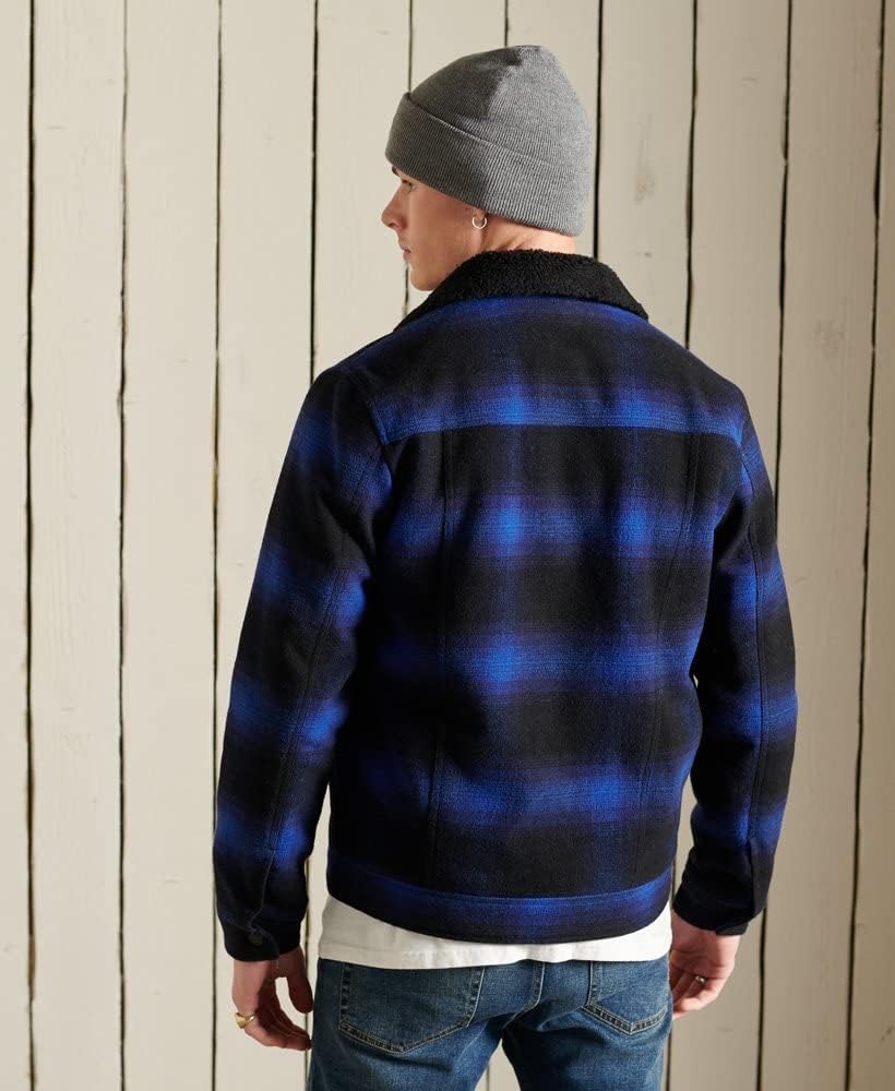Superdry Herren Highwayman Wool Sherpa Trucker Denim Jacket XL Blue Falls Ombre, XL Wasserfallblau F