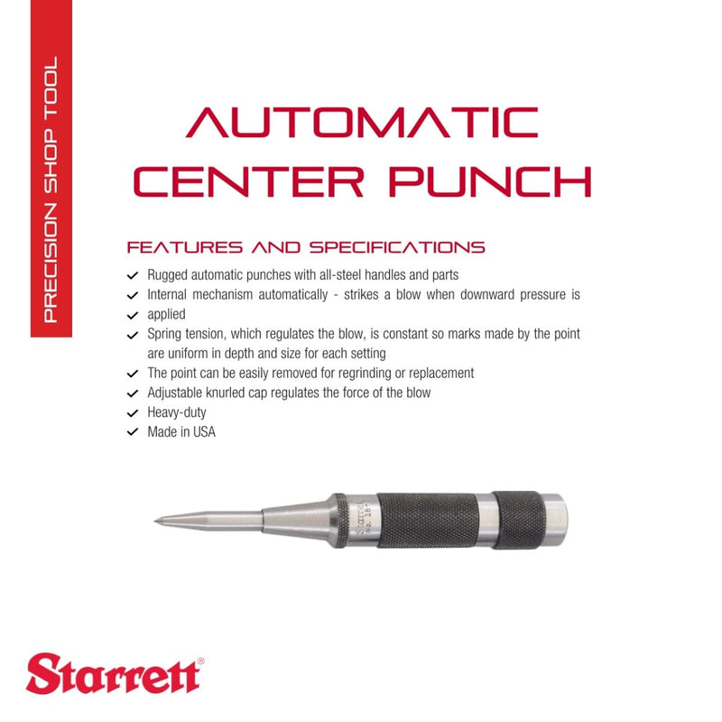 Starrett Automatikkörner mit justierbarer Schlagkraft, Länge 130 mm, Durchmesser 17 mm, Heavy Duty