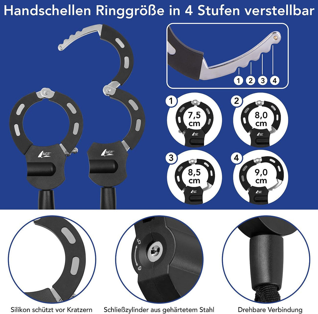 AGT Fahrradschloss: E-Scooter-Handschellenschloss mit 3 Schlüsseln und 92 cm Gesamlänge (eScooter-Sc