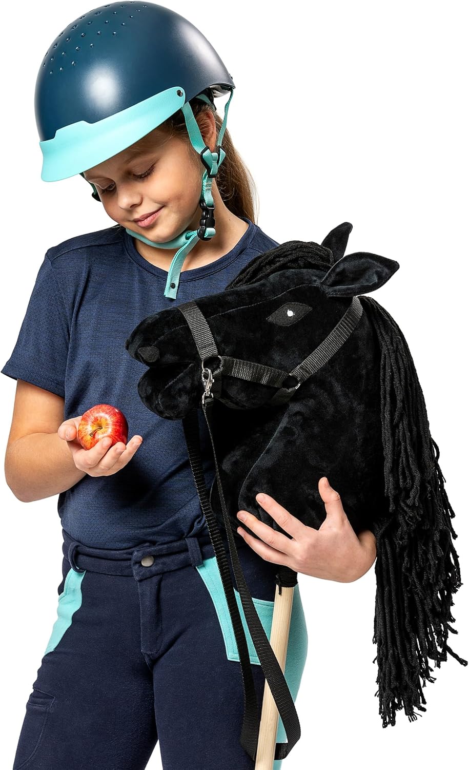 SKIPPI Hobby Horse Schwarzes, Grosses Steckenpferd A3, Schwarz, Hobby Horse mit einem Halfter und Zü