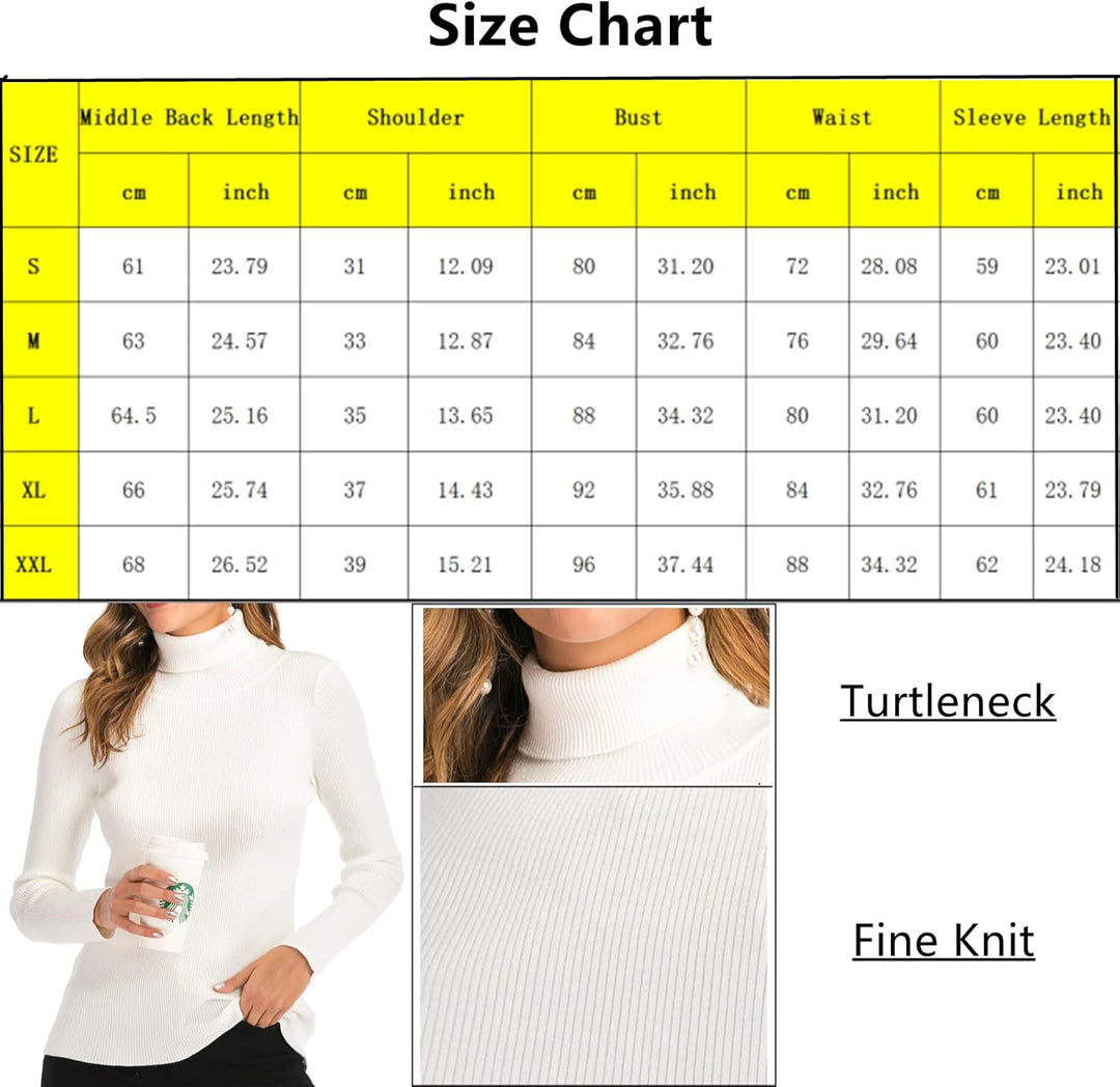Enjoyoself Damen Rollkragenpullover Langarm Rippen Feinstrick Rolli mit Stehkragen Warm Stretch Swea