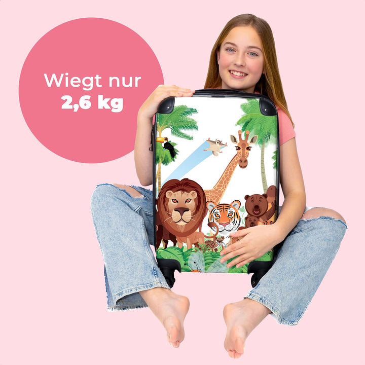 NoBoringSuitcases.com® Kinder Reisekoffer Koffer fürs Handgepäck Trolli Geschenke - Tiger - Dschunge