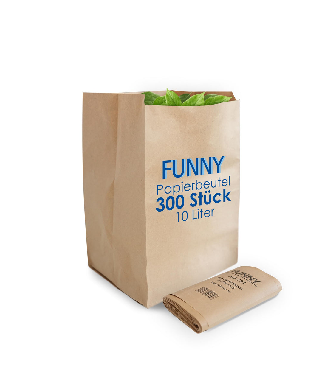 Funny Semy Bio-Papierbeutel, circa 10 l, 1er Pack (1 x 300 Stück), braun Single, Single