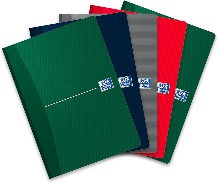 Oxford broschiertes Buch A5, kariert, 192 Seiten, 4 Farben, 5 Stück A5, kariert Broschiertes Buch, A