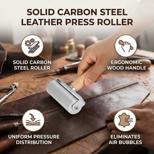 HEEPDD Lederhandwerk Kleber Laminierwerkzeug, Leder Roller Werkzeug Solide High Carbon Steel Leather