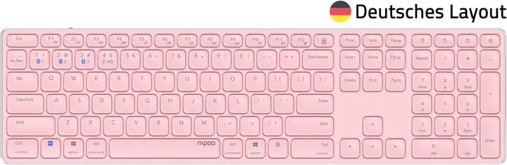 Rapoo E9800M kabellose Tastatur Wireless Keyboard wiederaufladbarer Akku flaches Aluminium Design DE