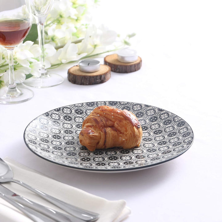 vancasso, Haruka Porzellan Dessertteller, 12-teilig Set, Durchmesser 21,5 cm Rund Kuchenteller, Brot