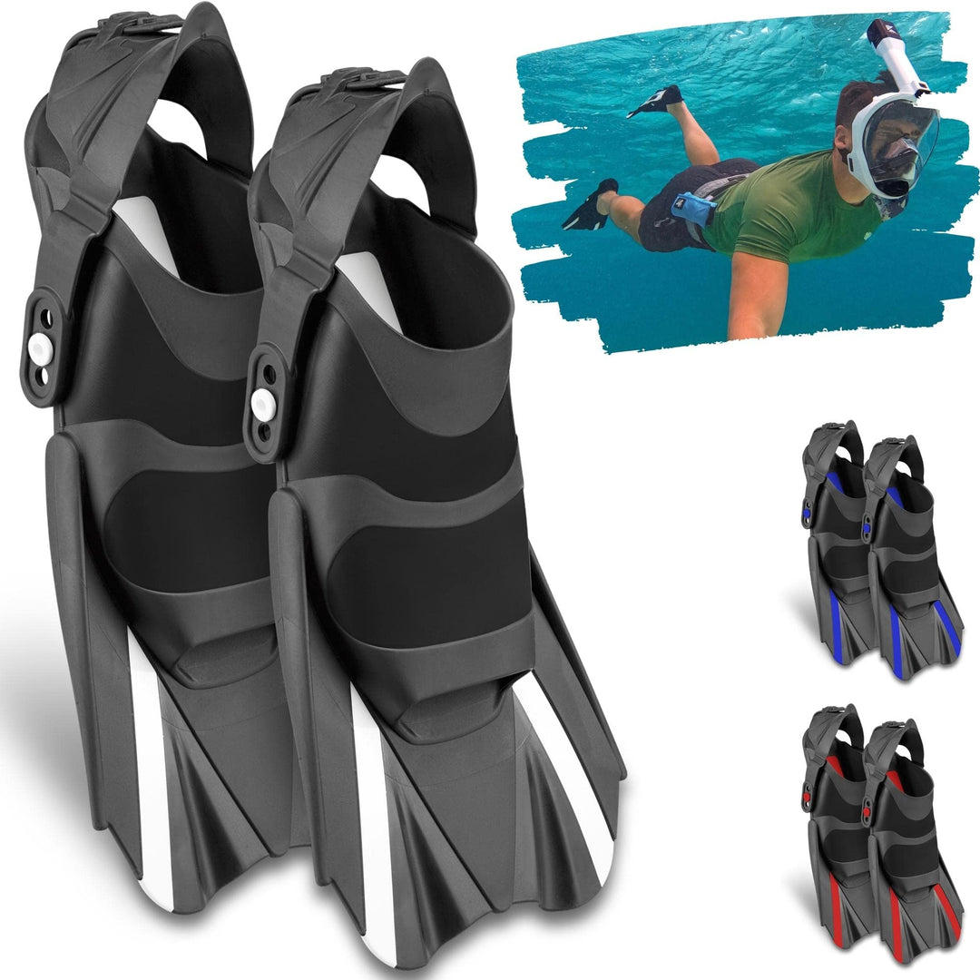 Khroom verstellbare Schnorchelflossen kurz mit Tasche zum umhängen Gr.36-47 Kurzflossen zum Schwimme