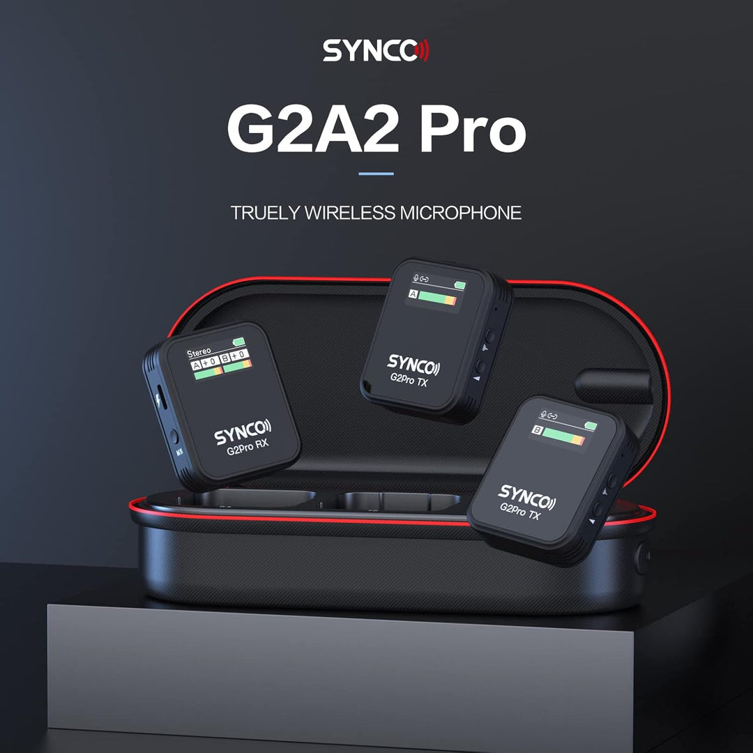 SYNCO G2 (A2) Pro 2.4GHZ Drahtloses Lavalier Mikrofon mit Ladekoffer 1 Empfänger 1 Sender Echtes Far