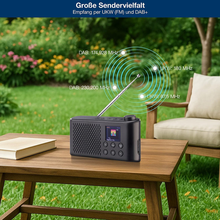 VR-Radio Akku Radio: 2er-Set Mobiles Akku-Digitalradio mit DAB+/FM, Farbdisplay, Bluetooth (Mobile D
