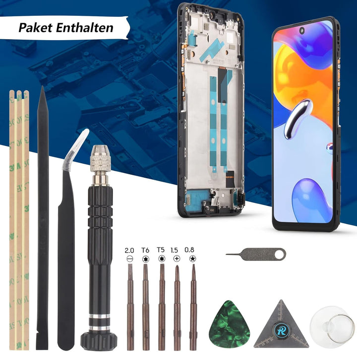 RongZy für Xiaomi Redmi Note 11 Pro LCD Bildschirmersatz für Redmi Note 11 Pro 5G Touchscreen Digita