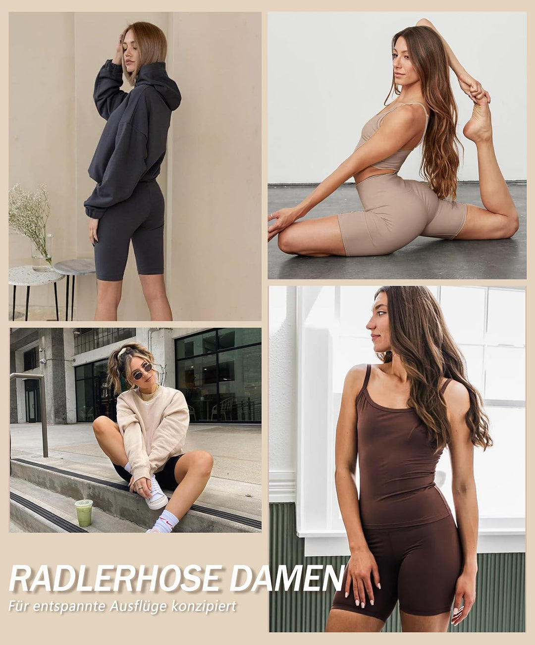 BAYDI Creamlush 20 cm High Waist Radlerhose Damen | Weich und elastisch, bequeme kurze Sporthose, be