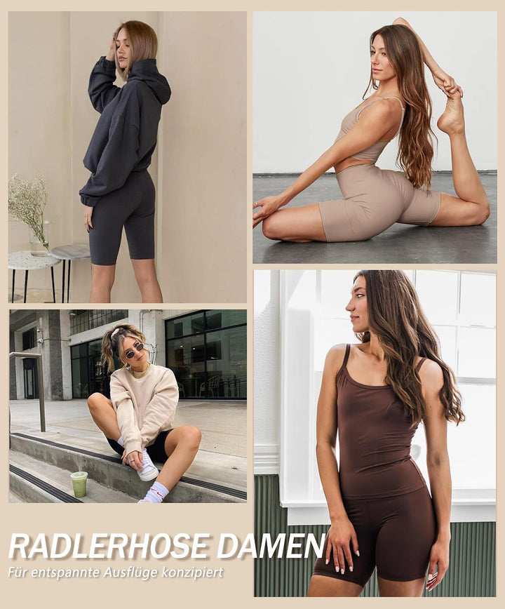 BAYDI Creamlush 20 cm High Waist Radlerhose Damen | Weich und elastisch, bequeme kurze Sporthose, be