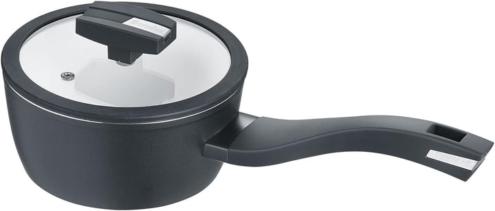 Berndes Topf Balance b.nature 16 cm, Stieltopf mit nachhaltiger Beschichtung aus Quarz, inkl. Glasde