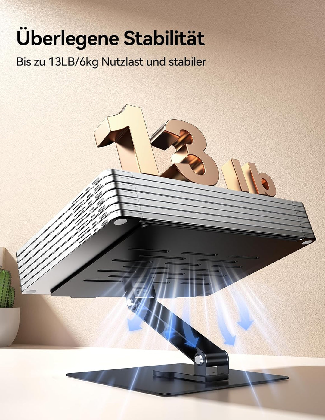TECKNET Laptop Ständer mit 360 Drehbarer Basis, Laptopständer Höhenverstellbar, Faltbarer Laptop Sta