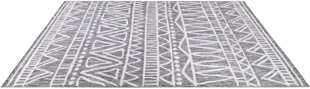 carpet city Outdoor-Teppich Wetterfest Balkon Terrassen - Grau in 160x230 cm - Deko Teppiche Aussen