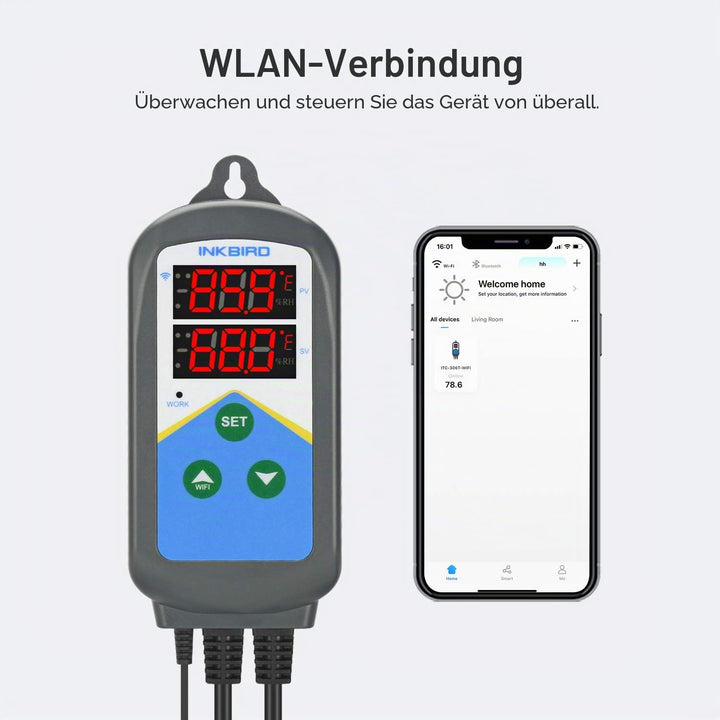 Inkbird WIFI Thermostat,Dualzeitzyklusein Alarmfunktion Zwei Steckdosen(Nur Zum
