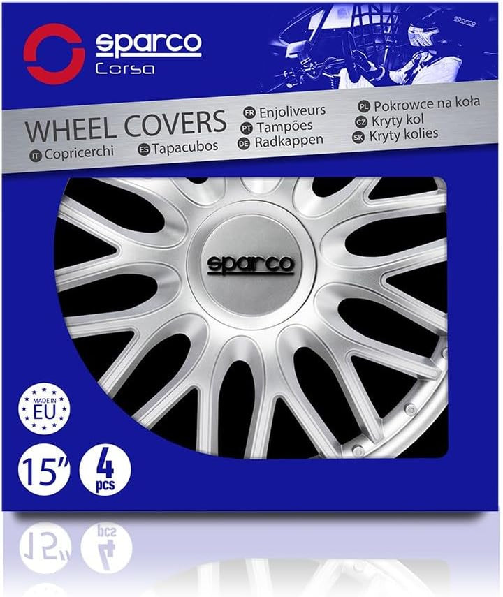 Sparco SPC1596SV Wheel Trims Roma Silver 15 Inch, Set of 4, ROMA 15 zoll SILBER, ROMA 15 zoll SILBER