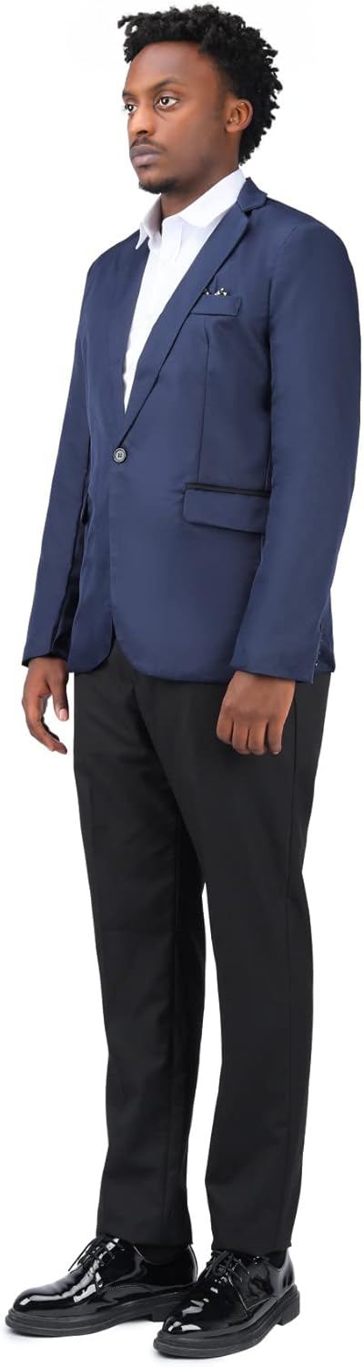 YOUTHUP Sakko Herren Leichter Regular Fit Anzug Jacke für Männer Freizeit Jackett Blazer Marine M, M