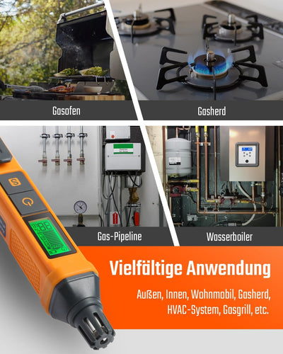 Gasmelder, Toptes PT205 Gaslecksuchgerät mit Akustischem und Optischem Alarm, Gasprüfgerät Mit %LEL-