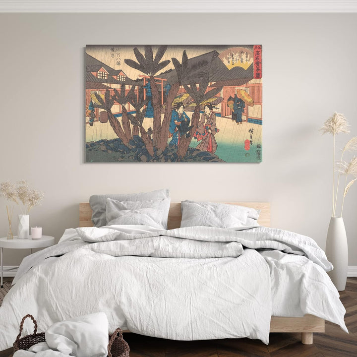 Printed Paintings Leinwand (60x40cm): Utagawa Hiroshige - Fukagawa Hachiman Keidai (Niken Jya-ya) 60