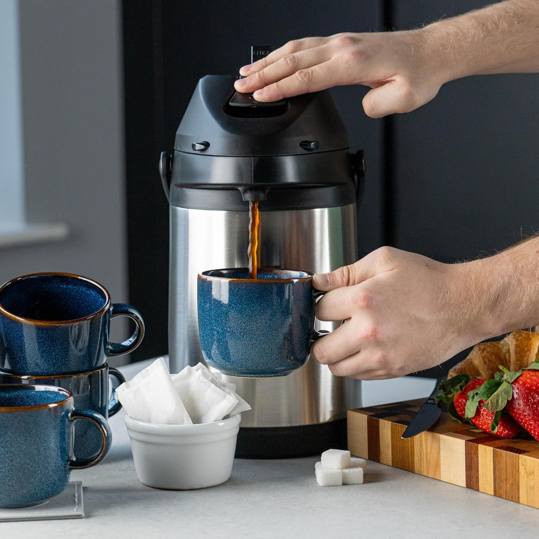 Pioneer Airpot Isolier-Pumpkanne, 3 Liters, Edelstahl-Getränkespender, Beschriftet mit 'TEA', Doppel