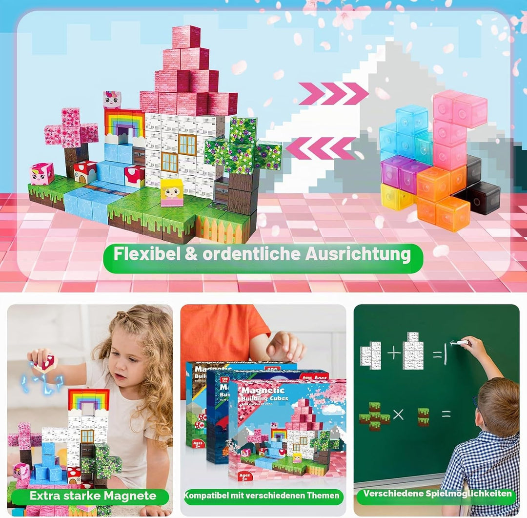 Annexfun Magnetische Bausteine Magnetische Bauwelt Baue Mine traumhafte Einhorn Magnet Welt 100 Stüc